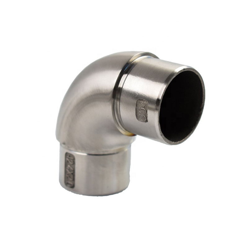 Stainless steel Flush Joiner 90 Degree Radiused Wall Mounted Stair Handrail Fittings Selling Stainless Steel Balustrade Accessories