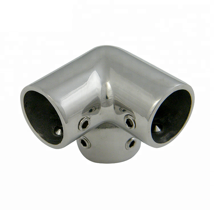 Stainless steel marine grade pipe connector Hand Rail Fittings 90 Degree 4 Way Cross Tee Connector